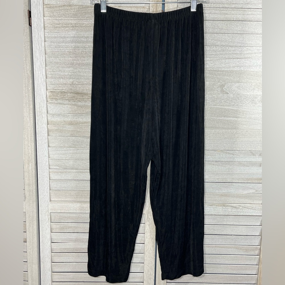 CITIKNITS Pull On Slinky Knit Cropped Stretch Pants Black-Small